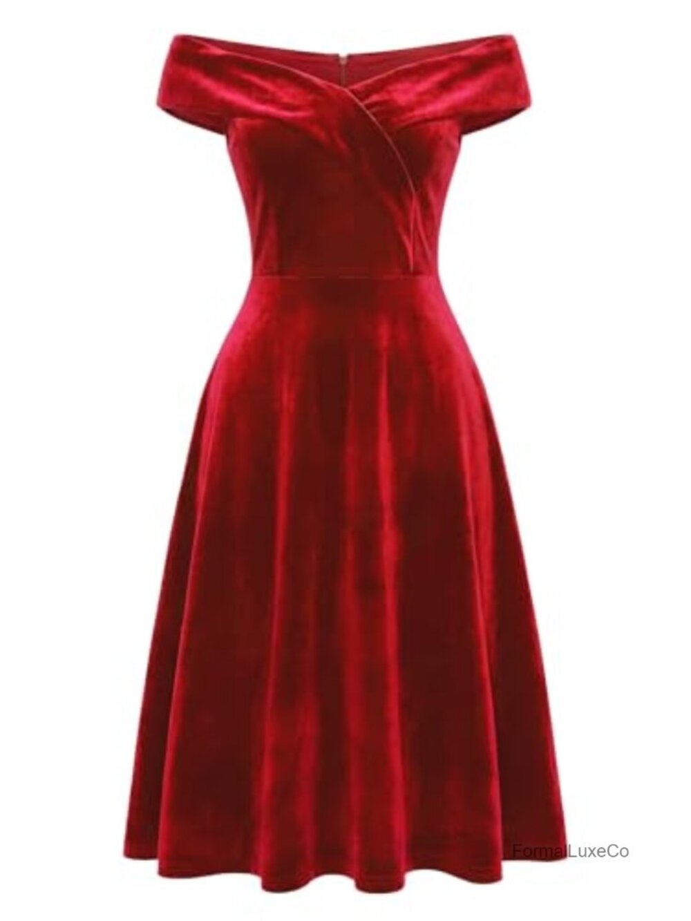 WOMLAYOUT Velvet Off Shoulder A-Line Cocktail Dress Women Formal Evening